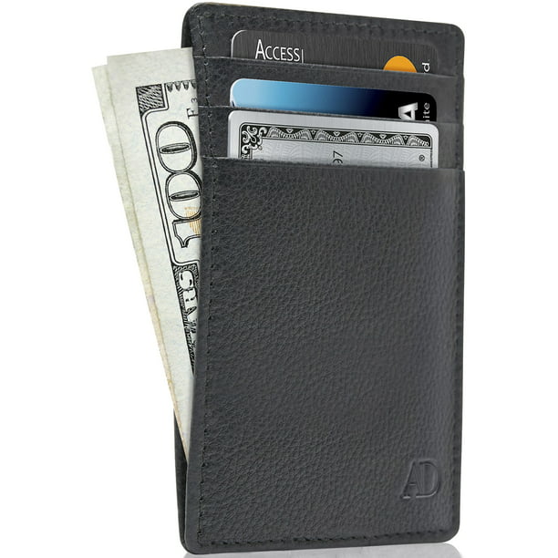 Men Wallet Genuine Leather ID Credit Card Holder RFID Blocking Zipper Purse US 